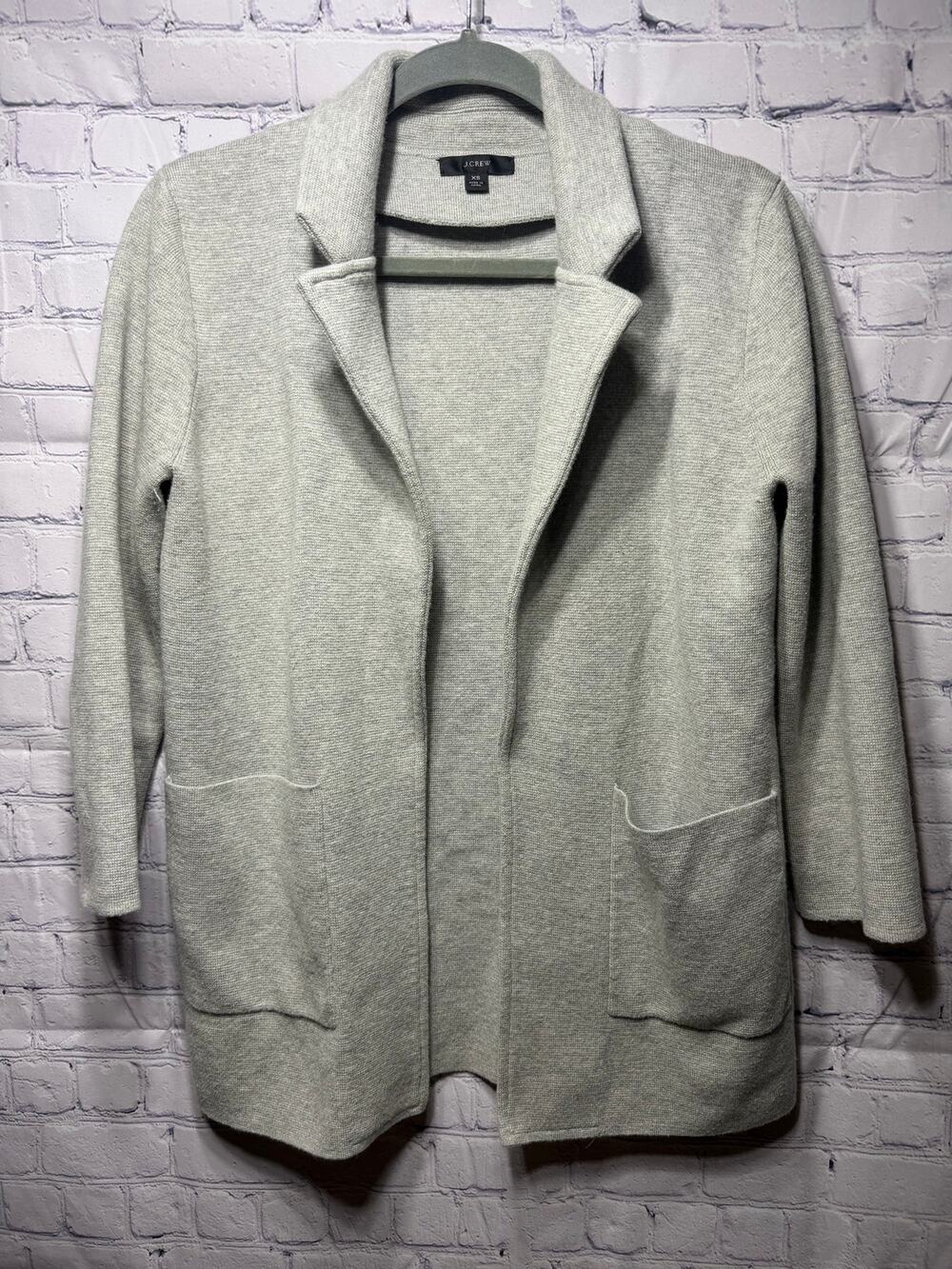 J.Crew Open Front Sweater Blazer Light Gray Sz XS Business Preppy